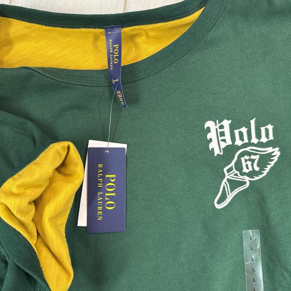 PRL Reversible Polo 67 Athletic Shirt Mens Large Green Yellow Polo Ralph Lauren